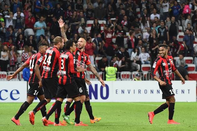 Aktuell Fußball, Frankreich, Ligue 1, OGC Nizza - RC Lens JORDAN AMAVI (nice) - DIDIER DIGARD (nice) - JOIE FOOTBALL : Nice vs Lens - Ligue 1 - 16 05 2015 FEP Panoramic 