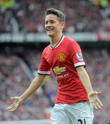 Football - 2014 2015 Premier League - Manchester United ManU vs. Arsenal Ander Herrera of Manchester United celebrates scoring the first goal of the game at Old Trafford, Manchester 