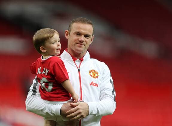 Manchester United ManU s Wayne Rooney with his son Klay Barclays Premier League - Manchester United vs Arsenal - Old Trafford - England - 17th May 2015 - Picture David Klein Sportimage EDITORIAL USE ONLY. No use with unauthorised audio, video, data, fixture lists, club league logos or live services. Online in-match use limited to 120 images, no video emulation. No use in betting, games or single club league player publications.