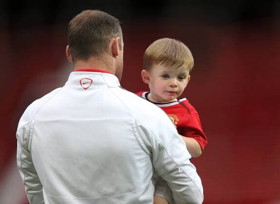Manchester United ManU s Wayne Rooney with his son Klay Barclays Premier League - Manchester United vs Arsenal - Old Trafford - England - 17th May 2015 - Picture David Klein Sportimage EDITORIAL USE ONLY. No use with unauthorised audio, video, data, fixture lists, club league logos or live services. Online in-match use limited to 120 images, no video emulation. No use in betting, games or single club league player publications.