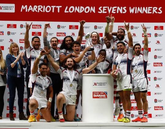 17.05.2015. Twickenham, London England. Winners of the Cup Final, team USA. Australia 22 v 45 USA at Day 2 at Marriott London Sevens 2015, HSBC Sevens World Series 2015 at Twickenham Stadium, London England. xMartinxSerasxLimax  ActionPlus11622194