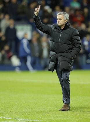 Chelsea manager Jose Mourinho salutes his supporters at the end of the game - Football - Barclays Premier League - West Bromwich Albion vs Chelsea - The Hawthorns West Bromwich - Season 2014 2015 - 18th May 2015 - Photo Malcolm Couzens Sportimage EDITORIAL USE ONLY. No use with unauthorised audio, video, data, fixture lists, club league logos or live services. Online in-match use limited to 120 images, no video emulation. No use in betting, games or single club league player publications.