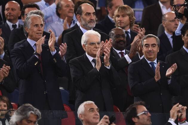 Rom 20 05 2015 - finale - finale Coppa Italia Football Juventus Turin - Lazio Rom: Sergio Mattarella-Giovanni Malago -Maurizio Gasparri 
