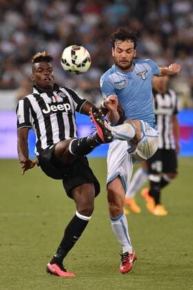 20.05.2015. Rome, Italy. TIM Coppa Italia Final. Lazio versus Juventus. Paul Pogba and Marco Parolo fight for the ball xGiuseppexMaffiax  ActionPlus11622424