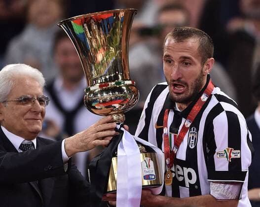 As Roma 20 05 2014 - finale Coppa Italia Football Juventus-Lazio foto Antonello Sammarco Image nella foto: Giorgio Chiellini-Sergio Mattarella 