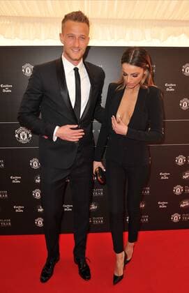 Anders Lindegaard and his wife, Misse Beqiri attending the Manchester United ManU Player Of The Year Awards 2015, at the Old Trafford in Manchester. MAY 19th 2015  SFLx151571