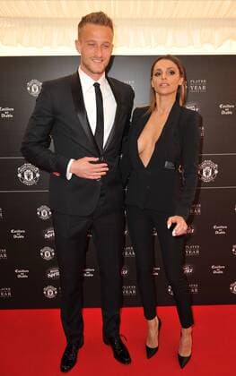 Anders Lindegaard and his wife, Misse Beqiri attending the Manchester United ManU Player Of The Year Awards 2015, at the Old Trafford in Manchester. MAY 19th 2015  SFLx151571