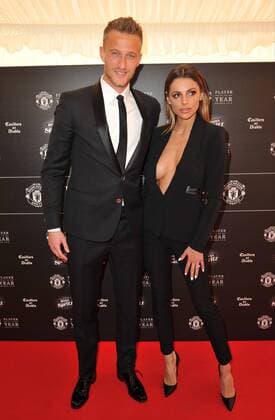 Anders Lindegaard and his wife, Misse Beqiri attending the Manchester United ManU Player Of The Year Awards 2015, at the Old Trafford in Manchester. MAY 19th 2015  SFLx151571