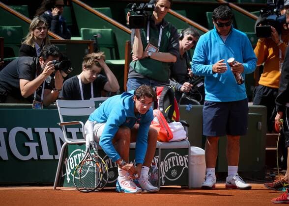 - PARIS, FRANCE: Spanish Rafael Nadal pictured during a training session at the Roland Garros tennis tournament in Paris, France, Thursday 21 May 2015. The qualifications games started already as Roland Garros Grand Slam takes place from 24 May to 07 June 2015. VIRGINIExLEFOUR  x04627006x