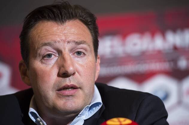 - BRUSSELS, BELGIUM: Belgium s head coach Marc Wilmots pictured during a press conference PK Pressekonferenz of Belgian national soccer team Red Devils, Friday 22 May 2015, in Brussels. Head coach Wilmots will announce the selection for the upcoming Devils games against France and Wales. LAURIExDIEFFEMBACQ  x04628302x