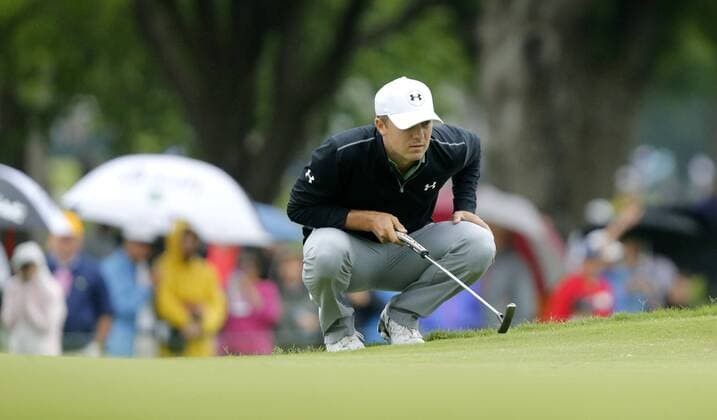 May 22, 2015 - Fort Worth, TX, USA - Jordan Spieth lines up a putt on the sixth hole on the second day of the Crowne Plaza Invitational at Colonial Country Club, Friday, May 22, 2015 in Fort Worth, Texas. Day 2 of Crowne Plaza - ZUMAm67_