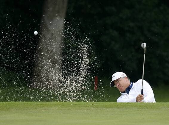 May 22, 2015 - Fort Worth, TX, USA - Kenny Perry hits out of a bunker on the 8th hole during the second round of the Crowne Plaza Invitational at Colonial Country Club, Friday, May 22, 2015 in Fort Worth, Texas. Day 2 of Crowne Plaza - ZUMAm67_