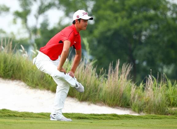 WUHAN, CHINA - MAY 22: (CHINA OUT) Ouyang Zheng of China in action during the second round match in 2015 Pingan Bank China Tour - PGA Golf Herren Tour China Series - United Investment Real Estate Wuhan Open at Yishan Golf Club on May 22, 2015 in Wuhan, Hubei province of China.  CFP467920008 