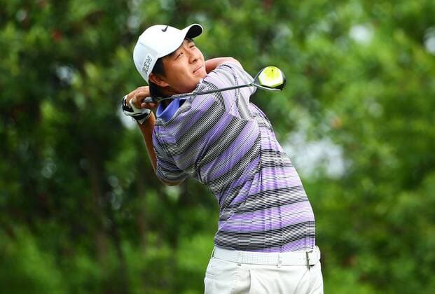 WUHAN, CHINA - MAY 22: (CHINA OUT) Eugene Wong of Canada in action during the second round match in 2015 Pingan Bank China Tour - PGA Golf Herren Tour China Series - United Investment Real Estate Wuhan Open at Yishan Golf Club on May 22, 2015 in Wuhan, Hubei province of China.  CFP467920019 