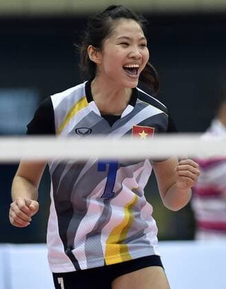 (150523) -- TIANJIN, May 23, 2015 -- Ha Ngoc Diem of Vietnam celebrates during the match against Iran at the 18th Asian Senior Women s Volleyball Championships in Tianjin, north China, on May 23, 2015. Vietnam won 3-2. ) (SP)CHINA-TIANJIN-VOLLEYBALL-ASIAN SENIOR WOMEN S CHAMPIONSHIPS (CN) YuexYuewei 