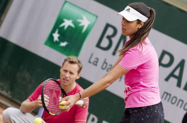 TENNIS - WTA Tennis Damen French Open 2015 PARIS,FRANCE,23.MAY.15 - TENNIS - WTA World Tour, Grand Slam, Roland Garros, French Open, training. Image shows Mats Merkel and Ana Ivanovic (SRB). GEPAxpictures xMatthiasxHauer
