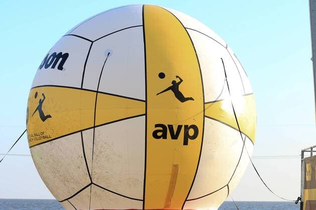 May 23, 2015: Inflatebale AVP volleyball display during the season opener of AVP Beach volleyball Beachvolleyball along Lake Pontchartrain in New Orleans Louisiana Beach Volleyball 2015: AVP New Orleans MAY 23 - ZUMAc04_