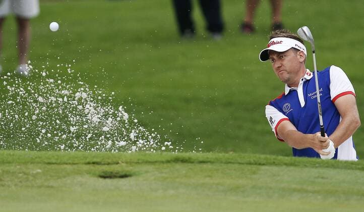 May 23, 2015 - Fort Worth, TX, USA - Ian Poulter hits out of a bunker onto the 3rd green during the third round of the Crowne Plaza Invitational at the Colonial in Fort Worth, Texas, on Saturday, May 23, 2015. Crowne Plaza Invitational at the Colonial, third round - ZUMAm67_