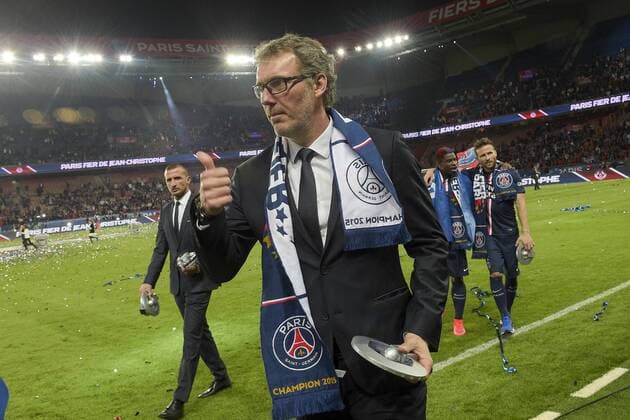 Aktuell Fußball, Frankreich, Ligue 1, Paris St Germain, PSG feiert 5. französische Meisterschaft Laurent Blanc - Trainer (PSG) FOOTBALL : PSG - Ligue 1 - 23 05 2015 JBAutissier Panoramic 