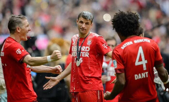 23. Mai 2015: Muenchen, Allianz Arena: Fussball 1. Bundesliga, 34. Spieltag: FC Bayern Muenchen - FSV Mainz 05: Muenchens Thomas Müller.