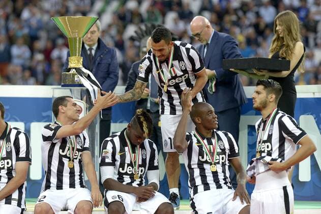 Aktuell Fußball, Italien, serie A Football ITA , Juventus Turin feiert die Meisterschaft , Tevez, 23-05-2015, , Football 2014 2015 serie A Football ITA , Juventus Turin - SSC Napoli , Foto FilippoxAlfero Insidefoto filippoxalfero