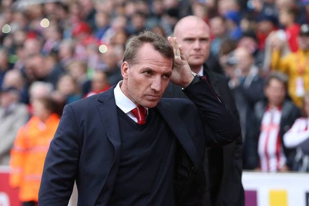 Manager of Liverpool, Brendan Rodgers scratches his head - Stoke City vs. Liverpool - Barclay s Premier League - Britannia Stadium - Stoke - 24 05 2015 Pic Philip Oldham Sportimage EDITORIAL USE ONLY. No use with unauthorised audio, video, data, fixture lists, club league logos or live services. Online in-match use limited to 120 images, no video emulation. No use in betting, games or single club league player publications.