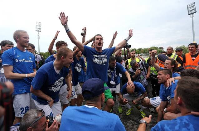 24.05.2015, Fussball 2.Bundesliga 2014 2015, 34.Spieltag, SV Darmstadt 98 - FC St. Pauli Hamburg, im Stadion am Böllenfalltor Darmstadt, Aufstiegsfeier Darmstadt 