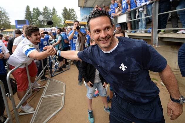 24.05.2015, xjhx, Fussball 2.Bundesliga, SV Darmstadt 98 - FC St.Pauli, v.l. Trainer Dirk Schuster (SV Darmstadt 98)