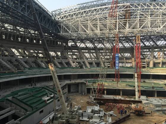 The Wuhan Optical Valley International Tennis Center is under construction in Wuhan city, central China s Hubei province, 28 December 2014.  pbu213847_02