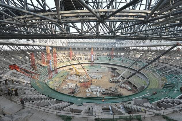 The Wuhan Optical Valley International Tennis Center is under construction in Wuhan city, central China s Hubei province, 28 December 2014.  pbu213847_18