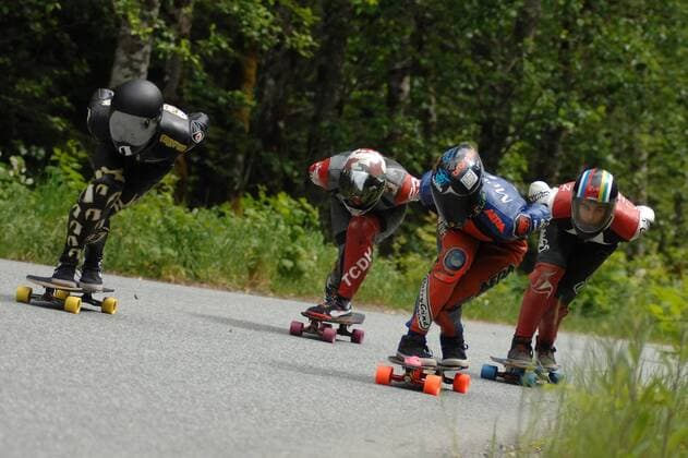 (150525) -- SQUAMISH, May 24, 2015, -- Racers compete at the 8th annual Britannia Classic International Longboard Race in Squamish, BC, Canada, May 24, 2015. ) (SP)CANADA-SQUAMISH-LONGBOARD RACE SergeixBachlakov 
