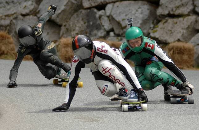 (150525) -- SQUAMISH, May 24, 2015, -- Racers compete at the 8th annual Britannia Classic International Longboard Race in Squamish, BC, Canada, May 24, 2015. ) (SP)CANADA-SQUAMISH-LONGBOARD RACE SergeixBachlakov 