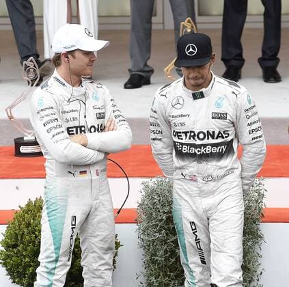 ROSBERG Nico F1 Team Mercedes AMG Sieger GP von Monte Carlo mit dem dritten HAMILTON Lewis Formel 1 GP von Monaco 2015 in Monte Carlo am 24.Mai 2015 in Monte Carlo 