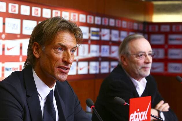 Herve Renard et Michel Seydoux ( President LOSC ) FOOTBALL : Nouvel entraineur au LOSC - Conference de Presse OSC Lille - 26 05 2015 - GwendolineLeGoff Panoramic 