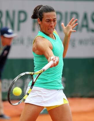 (150526) -- PARIS, May 26, 2015 -- Francesca Schiavone of Italy competes during the women s singles first round match against Wang Qiang of China at 2015 French Open tennis tournament at Roland Garros, in Paris, France on May 26, 2015. ) (SP)FRANCE-PARIS-TENNIS-ROLAND GARROS-DAY 3 HanxYan 