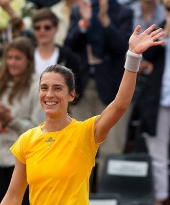 Andrea Petkovic (GER) winkt und freut sich über ihren Sieg,Freude,Emotion, Tennis - French Open 2015 - Grand Slam ITF ATP Tennis Herren WTA Tennis Damen - Roland Garros - Paris - - France - 26 May 2015. Juergen Hasenkopf