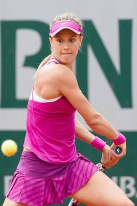 May 26, 2015: Eugenie Bouchard (CAN) in action in a 1st round match against Kristina Mladenovic (FRA) on day three of the 2015 French Open tennis tournament at Roland Garros in Paris, France. Mladenovic won 64 64. Sydney Low Cal Media. Tennis 2015: French Open MAY 26 - ZUMAc04_