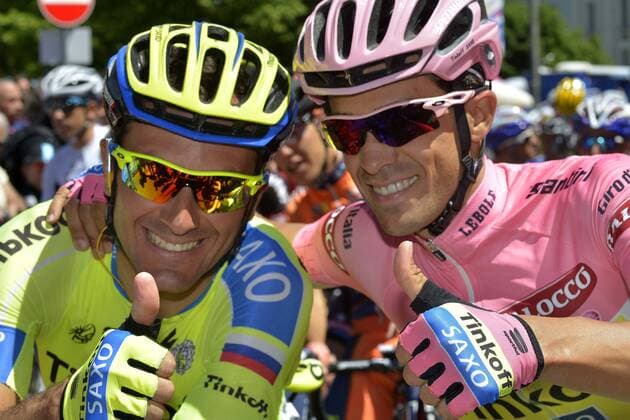 IPP20150527 Cycling Radsport: Giro d Italia 2015, Ivan Basso e Alberto Contador alla partenza WARNING: NO SALES IN UK xHOCHxZWEIx xItalyxPhotoxPressx 