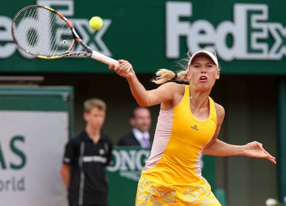 - PARIS, FRANCE: Danish Caroline Wozniacki pictured in action during a tennis match against German Julia Goerges in round 2 of the women s singles at the Roland Garros tennis tournament, in Paris, France, Thursday 28 May 2015. Roland Garros Grand Slam takes place from 24 May to 07 June 2015. VIRGINIExLEFOUR  x04632030x