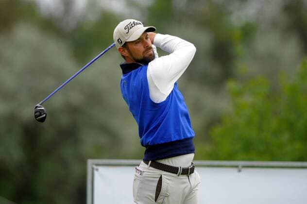 Golf player Damian Ulrich from Switzerland drives a ball during D+D Real Czech Challenge Open golf tournament of European Challenge Tour in Golf Resort Kuneticka Hora, Dritec, Czech Republic, on Thursday, May 28, 2015. (CTKxPhoto JosefxVostarek) CTKPhotoP201505280588901  JVO 020