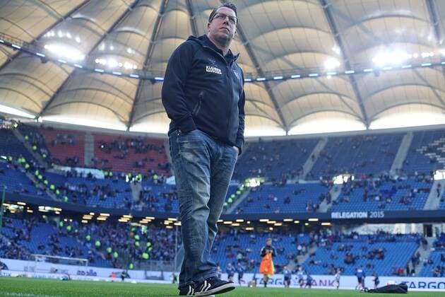 28.05.2015, Fussball Saison 2014 2015, Relegation Hinspiel, Hamburger SV - Karlsruher SC in der IMTECH-Arena Hamburg, Trainer Markus Kauczinski (Karlsruhe) 