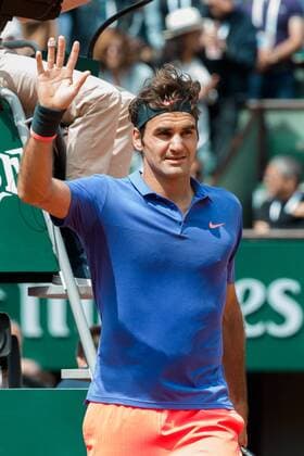 May 29, 2015: Roger FEDERER of Switzerland celebrates his win in a 3rd round match against Damir DZUMHUR of Bosnia and Herzegovina on day six of the 2015 French Open tennis tournament at Roland Garros in Paris, France. Sydney Low Cal Media. Tennis 2015: French Open MAY 29 - ZUMAc04_