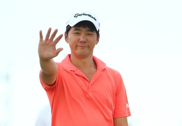SHANGHAI, CHINA - MAY 29: (CHINA OUT) Sejun Yoon of the United States in action during the second round match in 2015 Pingan Bank China Tour - PGA Golf Herren Tour China Series - Lanhai Open at Lan Hai International Golf Club on May 29, 2015 in Shanghai, China.  CFP468201808 