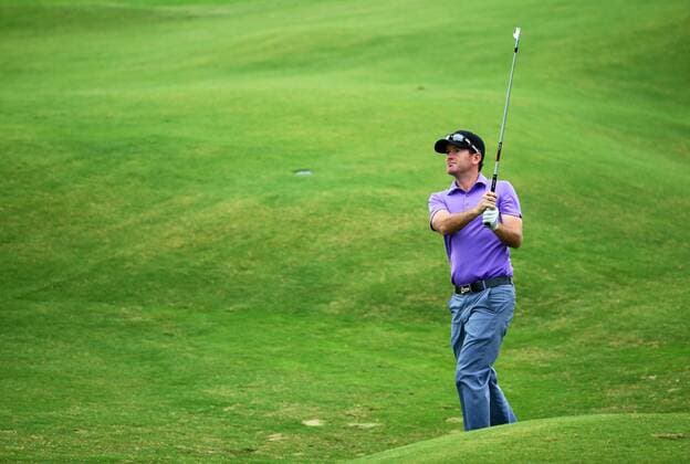 SHANGHAI, CHINA - MAY 29: (CHINA OUT) Josh Geary of New Zealand in action during the second round match in 2015 Pingan Bank China Tour - PGA Golf Herren Tour China Series - Lanhai Open at Lan Hai International Golf Club on May 29, 2015 in Shanghai, China.  CFP468201829 
