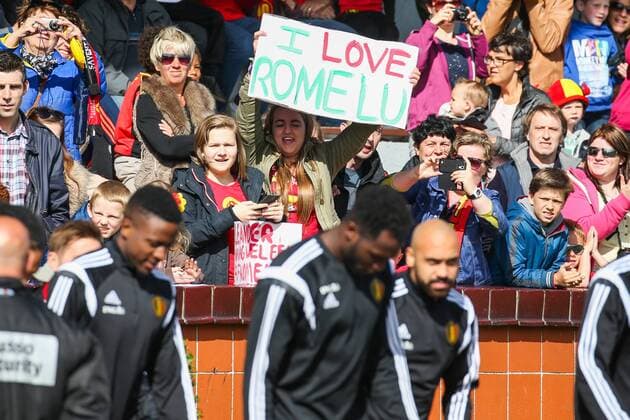 - KNOKKE-HEIST, BELGIUM: Belgium s supporters pictured at the start of a training session on the third day of the training camp of Belgian national soccer team The Red Devils in Knokke-Heist, Saturday 30 May 2015. The Devils are preparing for a friendly game against France and a Euro 2016 qualification game against Wales. BRUNOxFAHY  x04633366x