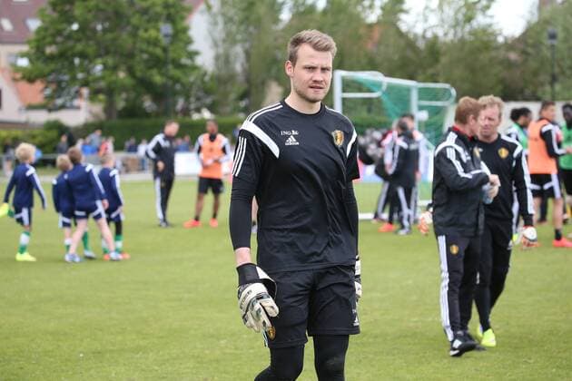 - KNOKKE-HEIST, BELGIUM: Belgium s goalkeeper Simon Mignolet pictured after a training session on the third day of the training camp of Belgian national soccer team The Red Devils in Knokke-Heist, Saturday 30 May 2015. The Devils are preparing for a friendly game against France and a Euro 2016 qualification game against Wales. BRUNOxFAHY  x04633400x