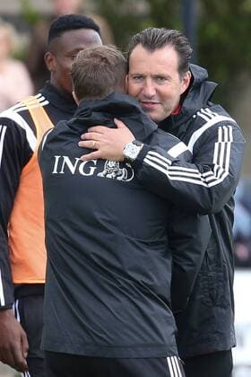 - KNOKKE-HEIST, BELGIUM: Belgium s assistant coach Vital Borkelmans and Belgium s head coach Marc Wilmots pictured during a training session on the third day of the training camp of Belgian national soccer team The Red Devils in Knokke-Heist, Saturday 30 May 2015. The Devils are preparing for a friendly game against France and a Euro 2016 qualification game against Wales. BRUNOxFAHY  x04633407x