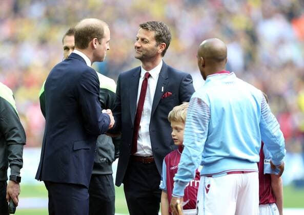 Aston Villa fan Price William meets the manager Tim Sherwood FA Cup Final - Arsenal vs Aston Villa - Wembley Stadium - England - 30th May 2015 - Picture David Klein Sportimage EDITORIAL USE ONLY. No use with unauthorised audio, video, data, fixture lists, club league logos or live services. Online in-match use limited to 120 images, no video emulation. No use in betting, games or single club league player publications.