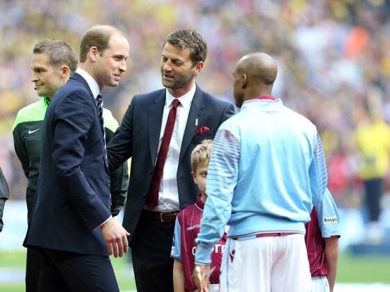 Aston Villa fan Price William meets the manager Tim Sherwood FA Cup Final - Arsenal vs Aston Villa - Wembley Stadium - England - 30th May 2015 - Picture David Klein Sportimage EDITORIAL USE ONLY. No use with unauthorised audio, video, data, fixture lists, club league logos or live services. Online in-match use limited to 120 images, no video emulation. No use in betting, games or single club league player publications.