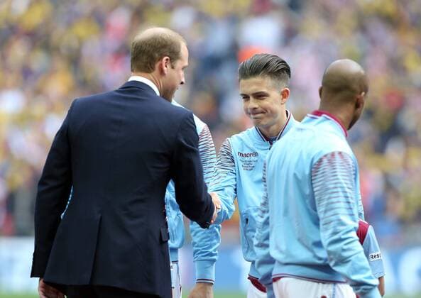 Aston Villa fan HRH Prince William meets Jack Grealish of Aston Villa FA Cup Final - Arsenal vs Aston Villa - Wembley Stadium - England - 30th May 2015 - Picture David Klein Sportimage EDITORIAL USE ONLY. No use with unauthorised audio, video, data, fixture lists, club league logos or live services. Online in-match use limited to 120 images, no video emulation. No use in betting, games or single club league player publications.